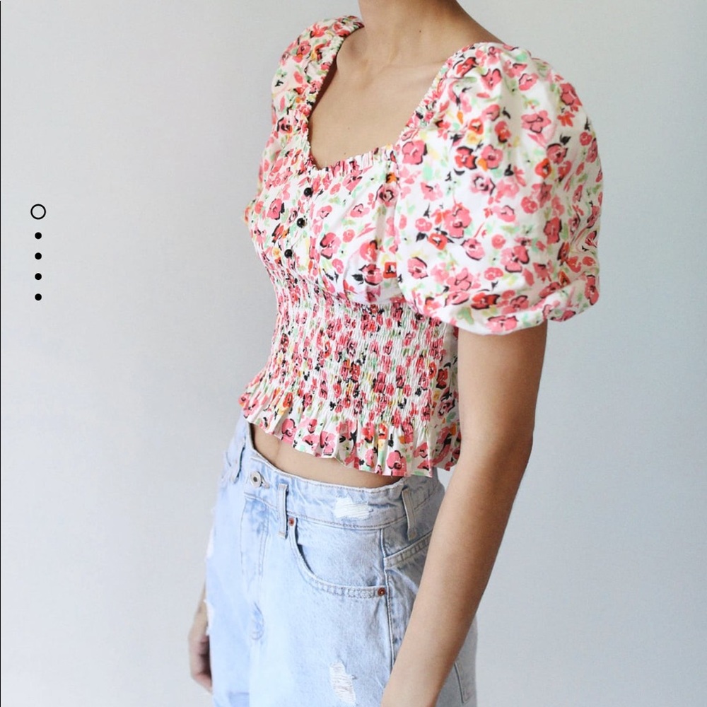 Zara Elastic Trim Print Top - image 1